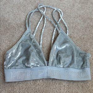 PINK Victoria's Secret Velvet Bralette in Soft Blue